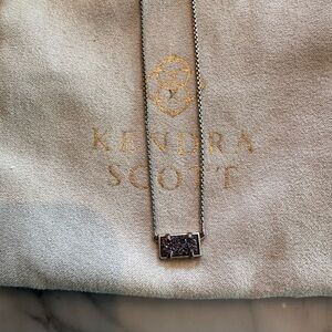 Kendra Scott Silver Necklace with Purple Druzy Rectangle Pendant